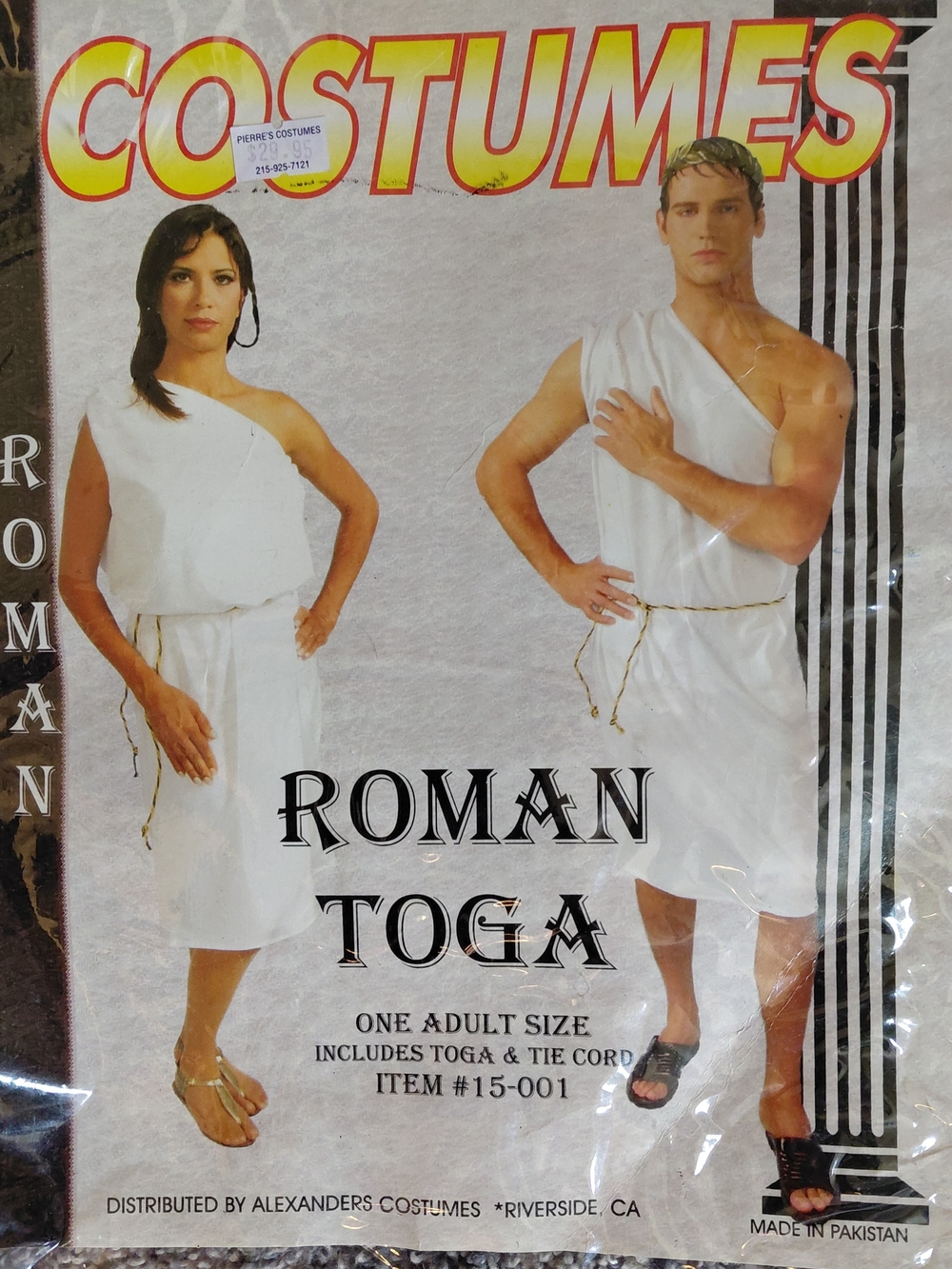 Roman Toga Costume - White with Gold Cord #11010